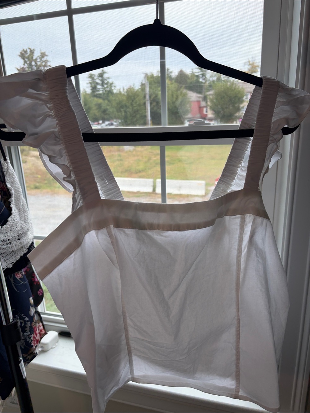 Lovesick White Ruffled Strap Cotton Crop Top